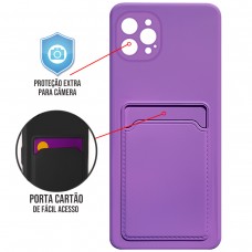 Capa para iPhone 12 Pro - Emborrachada Case Card Roxa